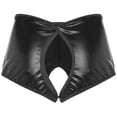 thumbnail image 4 of Ropa interior elegante para mujer, bragas sexys sin censura, disfraz sexual con entrepierna abierta, pantalones cortos metálicos brillantes con trasero abierto y tiro bajo, 4 of 5