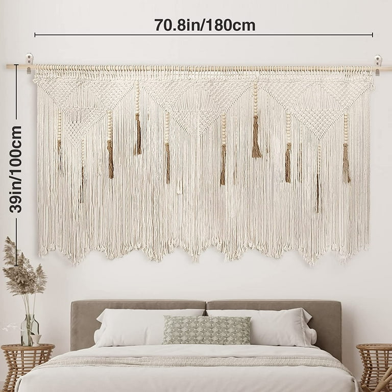 Macrame Wall Hangings for Boho Home Wall Decor set of 2, Knitted Bedroom  Wall Decor Headboard, Tapestry Wall Fabric, Woven Wall Hanging 