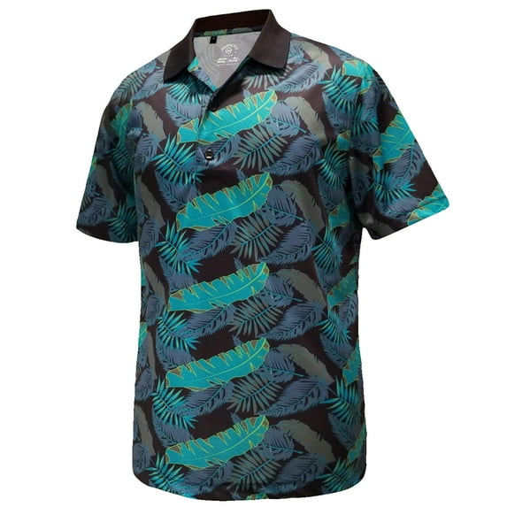 Monterey Club Men's Palm Leaves Print Golf Polo Shirt #1695