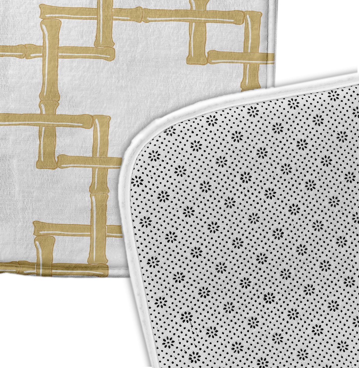Simply Daisy 24" x 17" Plush Microfiber Yellow Bamboo Bath Mat