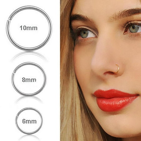- Girl12Queen 1Pc Surgical Steel Thin Small Nose Ring Hoop 0.8mm Cartilage Piercing Stud