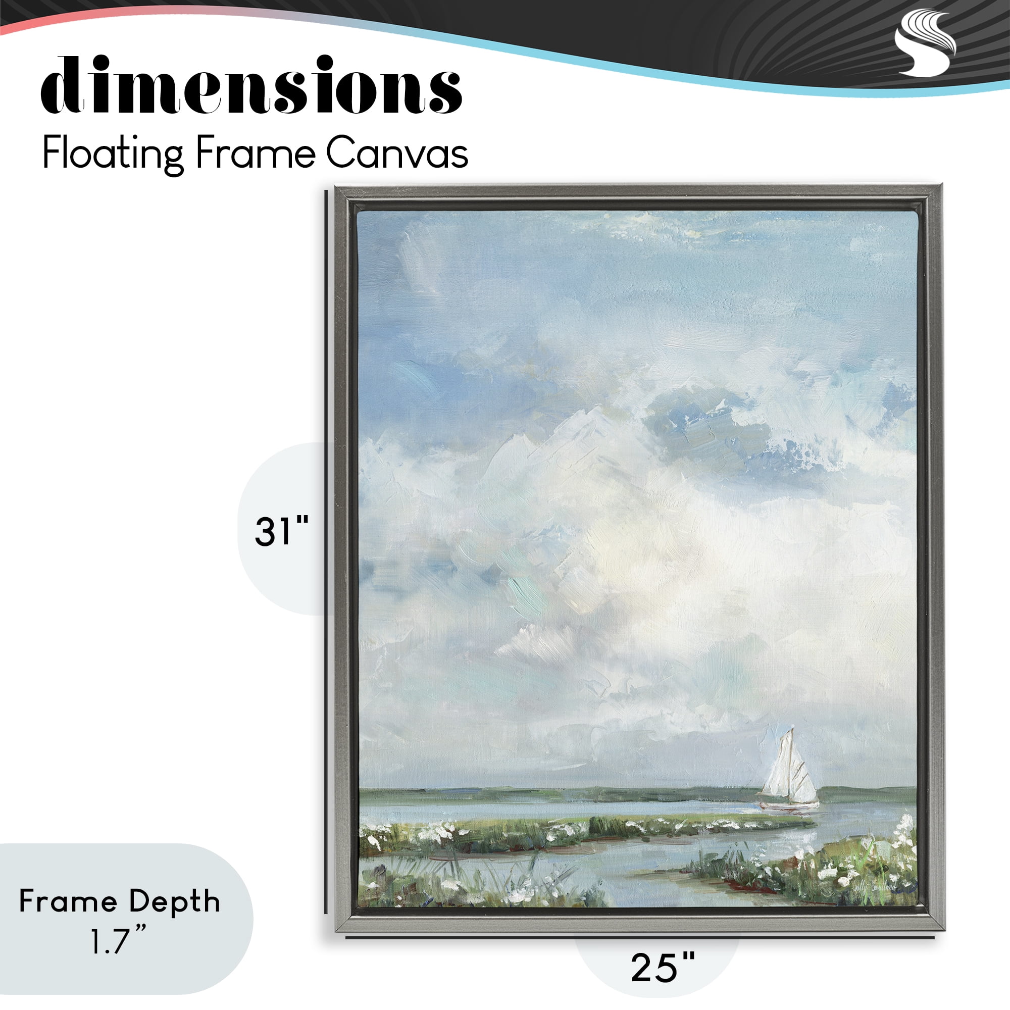 Stupell Industries Sailboat On Summer Marsh Gray Framed Floater Canvas Wall Art, design by Sally Swatland