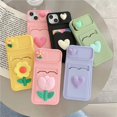 thumbnail image 4 of Simple Love Silicone Wallet Card Case For iPhone 15 14 13 12 11 Pro Max 7 8 Plus Case, 4 of 5