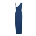 thumbnail image 4 of EGNMCR Robes de Fête pour Femmes Mode Femmes Décontractée Été Uni à une Épaule Sans Manches Longue Robe, 4 of 7