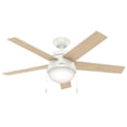 thumbnail image 2 of Hunter 46 inch Indoor Ceiling Fan with LED Light - White Ceiling Fan with Pull Chain, For Bedroom, Living Room, or Kitchen, Standard Mount, No Remote, 5 Blades - Anslee 59266, Fresh White, 2 of 14