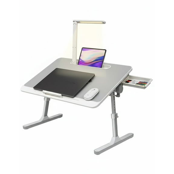 RAINBEAN Lap Desk for Lap top, Portable Bed Table Desk, Laptop Desk with LED Light and Drawer, Adjustable Laptop Stand for Bed/Sofa/Study/Reading