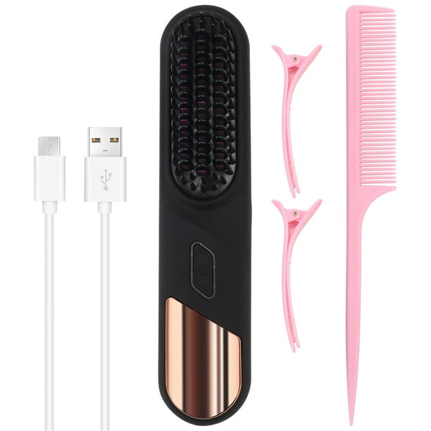 Plancha de Pelo Inalámbrica, Cepillo Alisador de Pelo de Calentamiento Rápido, Cepillo Eléctrico Multifuncional, Peine Caliente Inalámbrico.