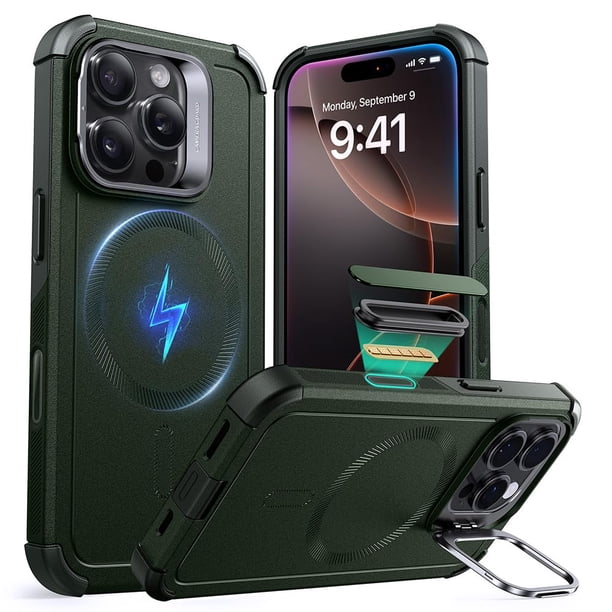 Funda ESR para iPhone 16 Pro con soporte de 7 m, color verde