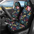 thumbnail image 2 of Binienty Boho Floral Auto Seat Covers Front And Backseat with 15 Inch Steering Wheel Cover Universal Center Console Cover Breathable Seat Belt Pads 14 Piece Automotive Interior Accessories Set, 2 of 7