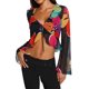 thumbnail image 1 of Txlixc Blusa de mujer, blusa de manga larga con borde de hoja de loto Txlixc moda, 1 of 7