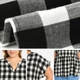 thumbnail image 5 of DARING DIVA Women's Plus Gingham Notch V Neck Blouse Babydoll Peplum Top 1X Black, 5 of 6