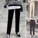 thumbnail image 2 of Moda mujer Pantalones de color sólido Fleece Cálido Cintura alta Bolsillo con cordón Pantalones Hare Abanopi Beige/XX-grande, 2 of 7