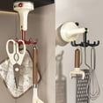 thumbnail image 1 of Organizador de gancho giratorio para cocina – Seis ventosas con garras sin taladro de pared, de plástico, negro/rojo, 12,6 cm, soporte para utensilios, ahorrador de espacio, colocación ajustable, 1 of 6