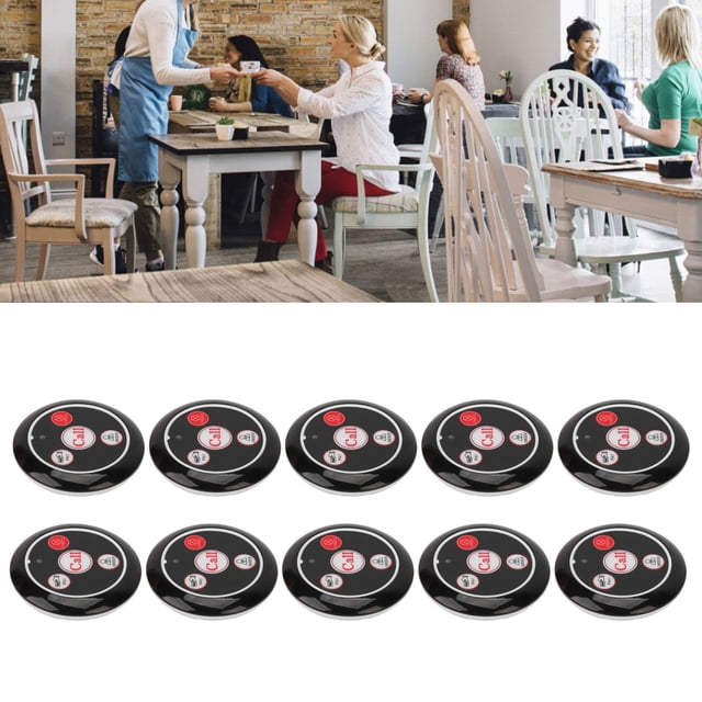 Pager Call Button, ABS Shell RF Technology Simple Waterproof Restaurant Call Buttons for 433.92MHz Host Display for Bar