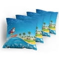thumbnail image 5 of Ambesonne Christmas Throw Pillow Cover 4 Pack, Surfing Santa Beach, 18", Multicolor, 5 of 7