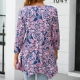 thumbnail image 6 of ENMAIN Womens Plus Size Tops 3/4 Sleeve Shirts V Neck Casual Pink Paisley Tunic Swing Flare Blouses, 6 of 8