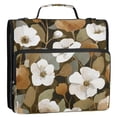 thumbnail image 2 of Water-Resistant 3-Ring Binder Organizer with Multiple Pockets Zipper Binder Bag for Office Camouflage White Flowers, 2 of 8