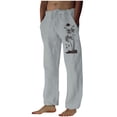 thumbnail image 1 of Penkiiy Mens Linen Drawstring Pants Elastic Waist Lightweight Trouser Loose Plus Size Trouser Fashion Beach Pockets Pant 2XL Gray, 1 of 4