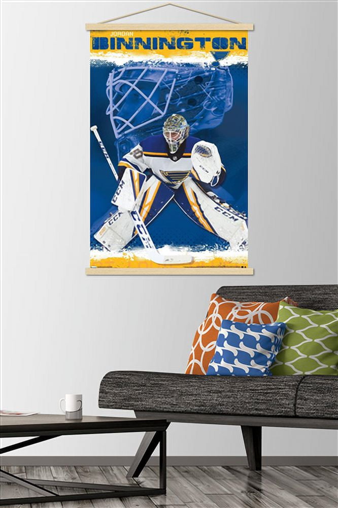 NHL St. Louis Blues - Jordan Binnington 19 Wall Poster with Magnetic Frame, 22.375" x 34"
