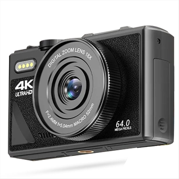Cámara Digital 4K de 64 MP para Fotografía, Pantalla IPS Abatible de 3 Pulgadas, Zoom Digital de 18X, Videocámara para Vlogs, Cámaras Web.