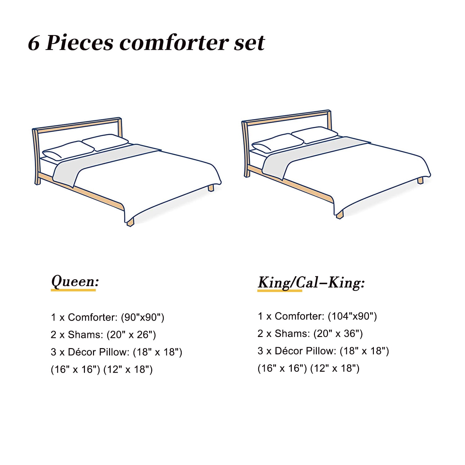 EvJK 6-Piece Comforter Set – Print Pattern Soft & Cozy Comforter with Matching Shams and Decorative Cushions, Queen
