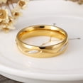 thumbnail image 3 of Couple Rings Titanium Steel 18K Gold Plated Wedding Band Promise Ring Durable Elegant High Quality Jewelry for Men Women, 3 of 4