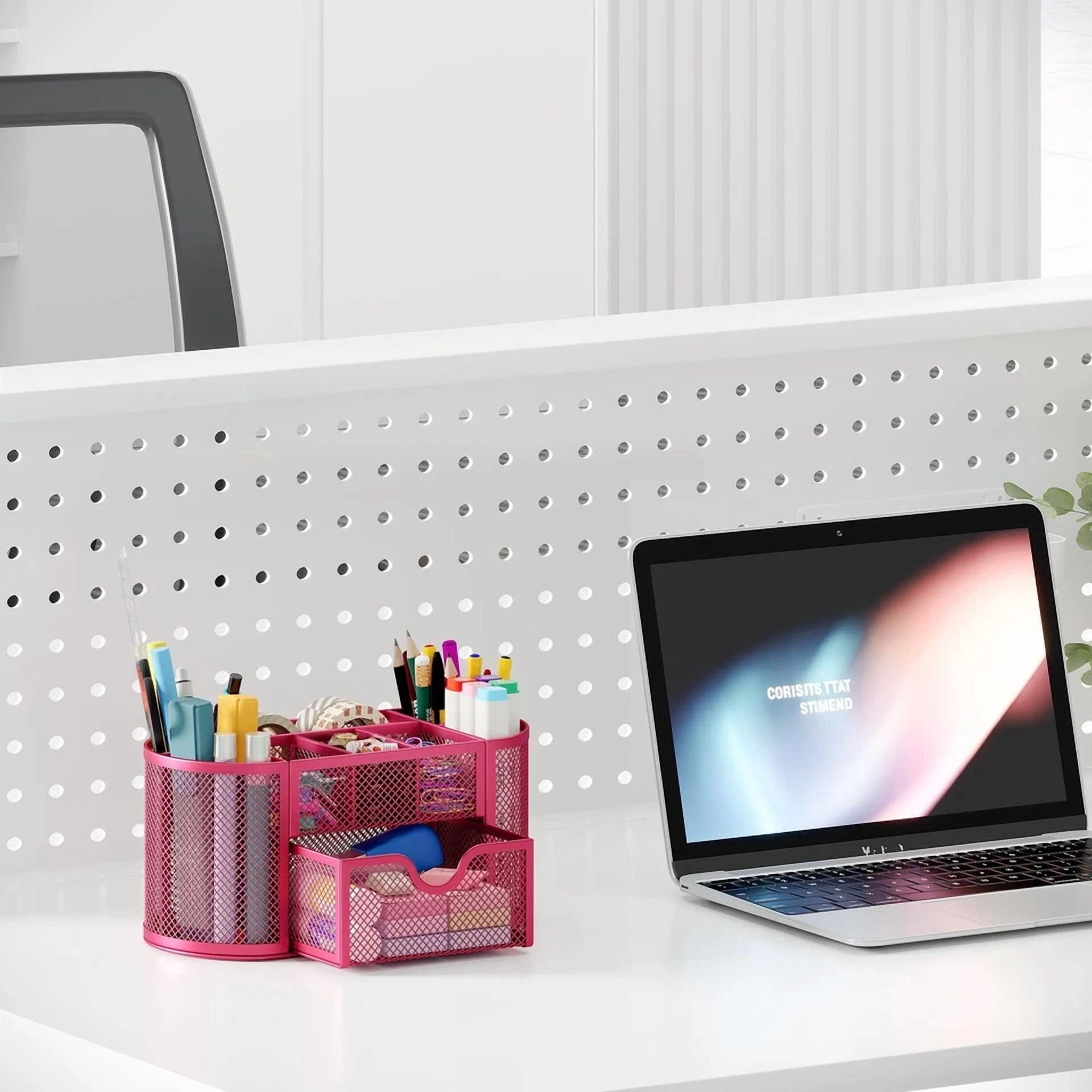 Easypag Mesh Desk Organizer With 8 Compartments & Drawer – Metal Offic