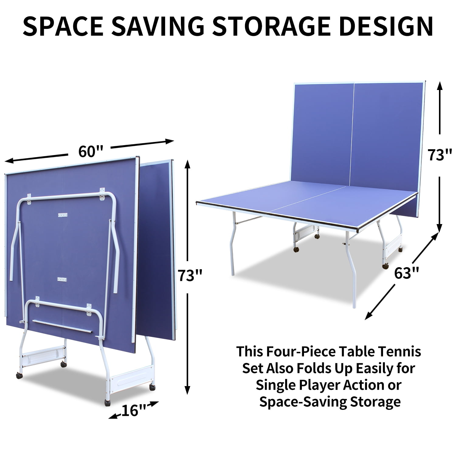 9ft Foldable Table Tennis Table Complete Set-Includes Net,2 Premium Paddles,3 Balls for Home
