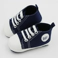 thumbnail image 4 of Baby Girls Boys Shoes Soft Anti-Slip Sole Newborn First Walkers Star High Top Canvas Denim Unisex Infant Sneaker, 4 of 4