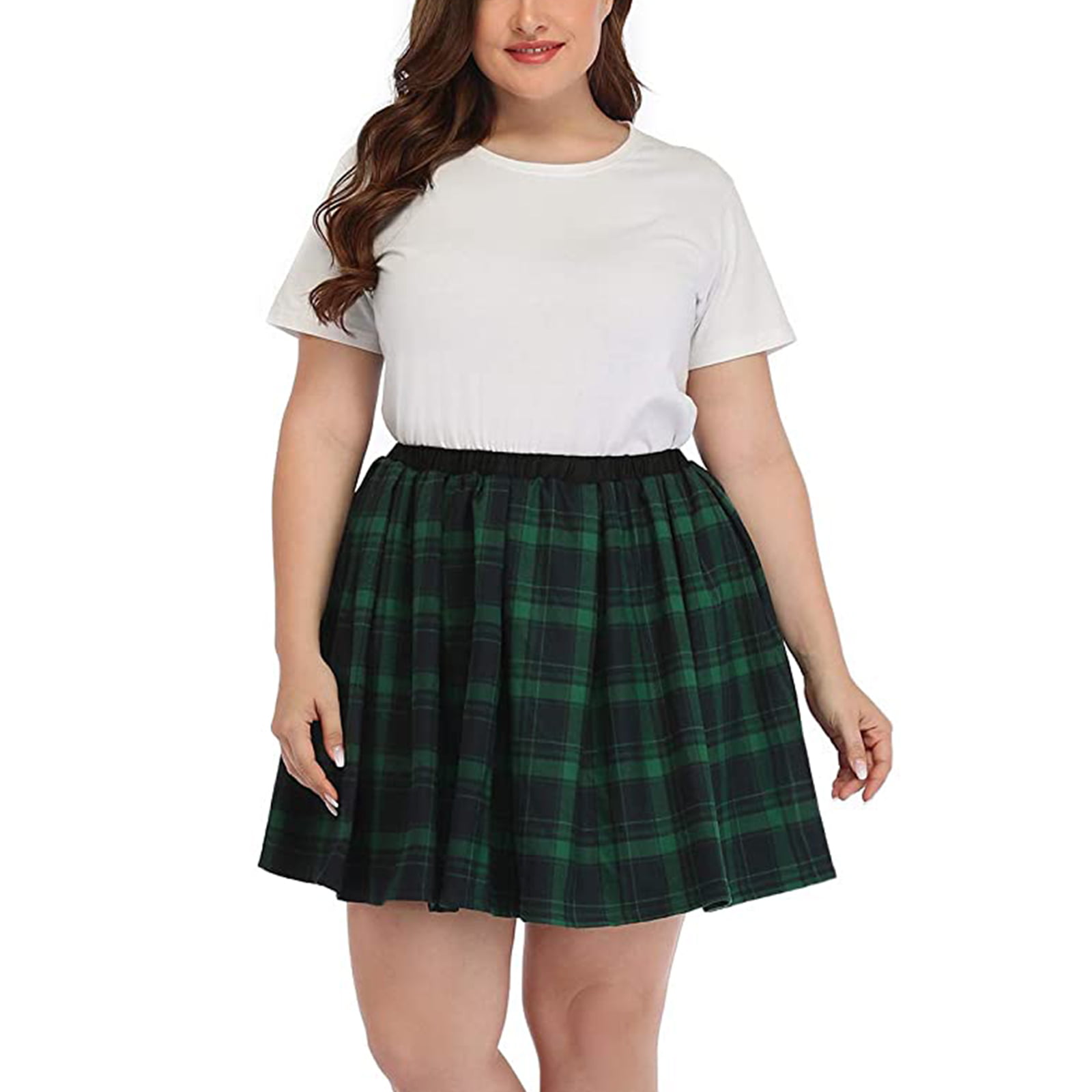 LADIES NEW TARTAN PRINT SKIRT WITH DETACHABLE BRACE'S SIZES 8-20 IN RED OR BLACK 