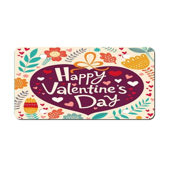 Zhongji Custom License Plate Frames Aluminum Material Cover for Car License Plate Cover with 4 Holes DIY Happy Valentines Day Car Tag 6x12 Inch