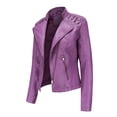 thumbnail image 5 of Women's PU Leather Motorcycle Jacket Slim Fit Coat Short Biker Jacket, 5 of 5