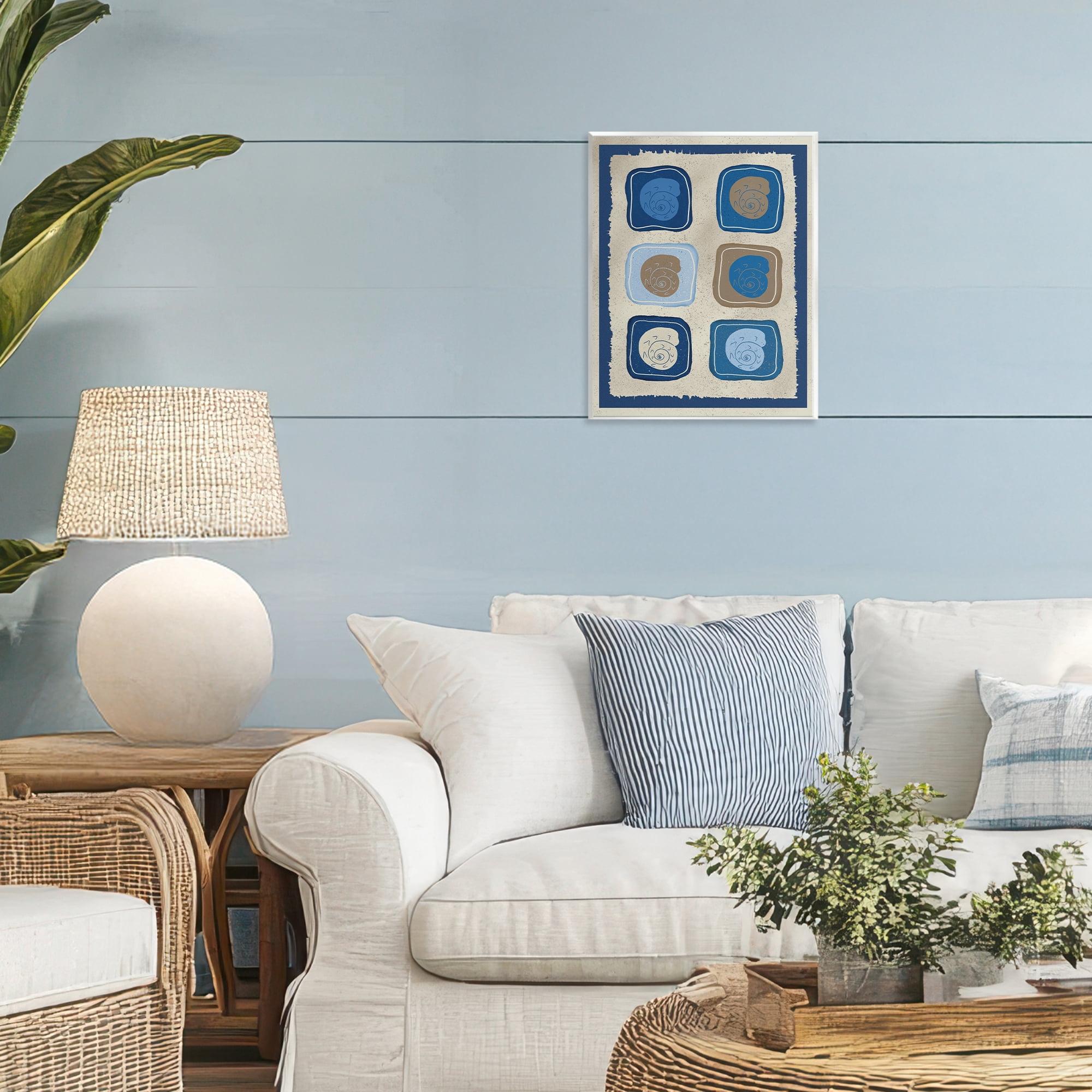 Stupell Industries Blue Blocked Nautilus Wall Plaque Art, design by Julia Frost