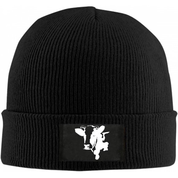 Cow Face Clipart Beanie Hat for Women Men Winter Hat Cuffed Winter Beanie Warm Skull Cap Plain Knit Hat Cap