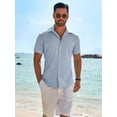 thumbnail image 4 of COOFANDY Mens Button Down Short Sleeve Shirt Linen Cotton No Wrinkle Shirts, 4 of 5