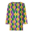 thumbnail image 5 of JGNGSHN Mardi Gras Tops for Women 3/4 Length Sleeve Tops Round Neck Clothes Carnival Themed Party Parade Top 3D Shirt Loose Fit Tees Trendy Tee Shirts, 5 of 5