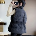 thumbnail image 4 of IROINNID Women's Puffer Vest Solid Color Sleeveless Warm Pocket Vest Coat Short Jacket Winter Stand-up Button Outerwear, Black, 4 of 4