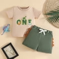 thumbnail image 2 of Tigivemen Baby Boy Clothes First Birthday Outfit Dinosaur Short Sleeved T Shirts Shorts 2Pcs Set Toddler Boys Outfits Yellow,12-18 Months, 2 of 4