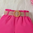 thumbnail image 7 of ITSAME Girls Outfits 3-Piece, Lapel Ruffled Tops and Shorts with Belt Summer Fashion Casual Clothes Set Hot Pink Size 3-4, 7 of 7