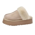 thumbnail image 1 of Zapatillas de felpa para mujer para uso exterior, botas de nieve integradas de piel para otoño e invierno, zapatillas de algodón con punta cerrada y forro polar de fondo grueso, 1 of 6