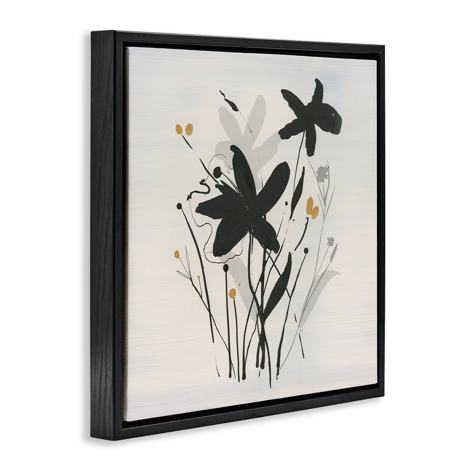Stupell Industries Impressions of Flowers Plants & Flowers Painting Black Floater Framed Canvas Art Print Wall Art, 18 x 18