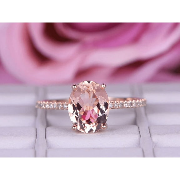 HeartsAndYou 1.5ct Natural Morganite Diamond Ring Accents with Solitaire 14k SOLID Rose Gold