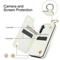 thumbnail image 4 of Cutyskin for Samsung Galaxy A55 Wallet Case【RFID Blocking】 with Card Holder Cash Pocket Zipper Bills Slot, Soft PU Leather Magnetic Back Folio Kickstand, Finger Ring Holder Hook Case, White, 4 of 8