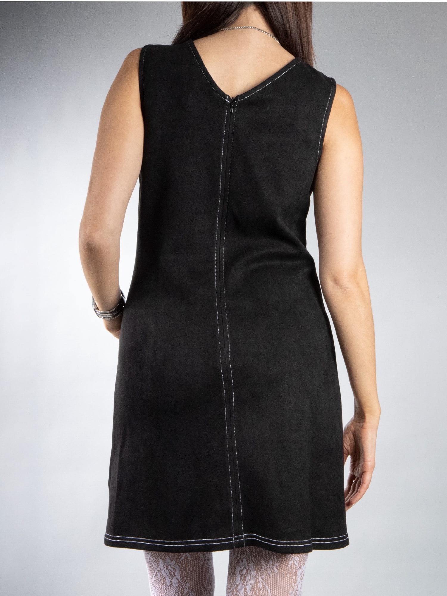 DARING DIVA Women's Sleeveless V Neck Casual Elegant Dress S Black