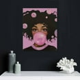 thumbnail image 5 of Nawypu African American Afro Black Girl Art, Purple Bubble Gum Canvas Wall Art Print Poster with Framed, 5 of 5