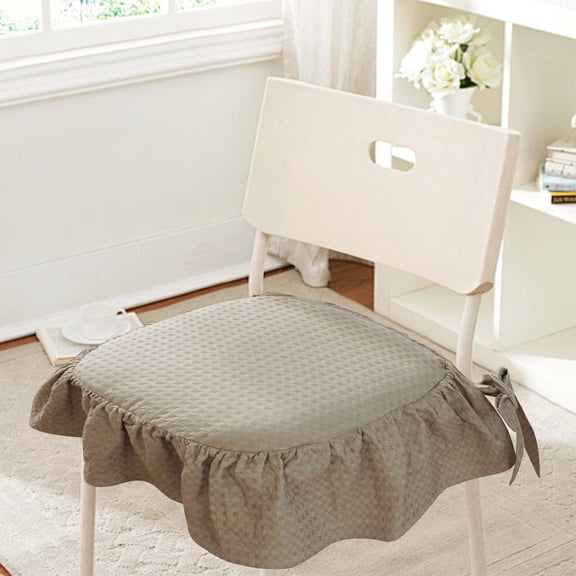 Tunhigl Princess Chair Cushion - European Style Dining Chair Pad, Breathable Linen Cover, Washable Girl Cute Seat Cushion for Home Decor Khaki