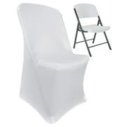 Wedding Linens Inc. Premium (200 GSM) Lifetime Spandex Stretch Folding Chair Covers - White