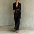 thumbnail image 4 of Purcolt Women's Elegant Maxi Dresses Dressy Casual Half Button Collared V Neck Long Sleeve Shirt Dresses Comfort Loose Fit Business Work Office Dresses, 4 of 6