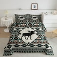 YST Rustic Moose Comforter Set for Cabin Lodge Southwest Bedding Set Aztec Geometric Tribal
