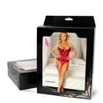 thumbnail image 4 of Plus Size Bustier Corset Lingerie and Garter Belt Set with Push Up Underwire Bra, Red, 2X, 4 of 5
